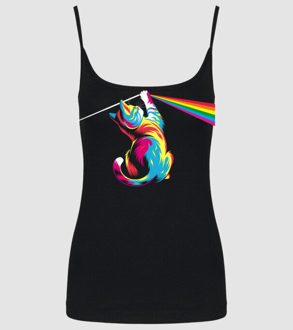 Pisica prismă model negru pe tricou