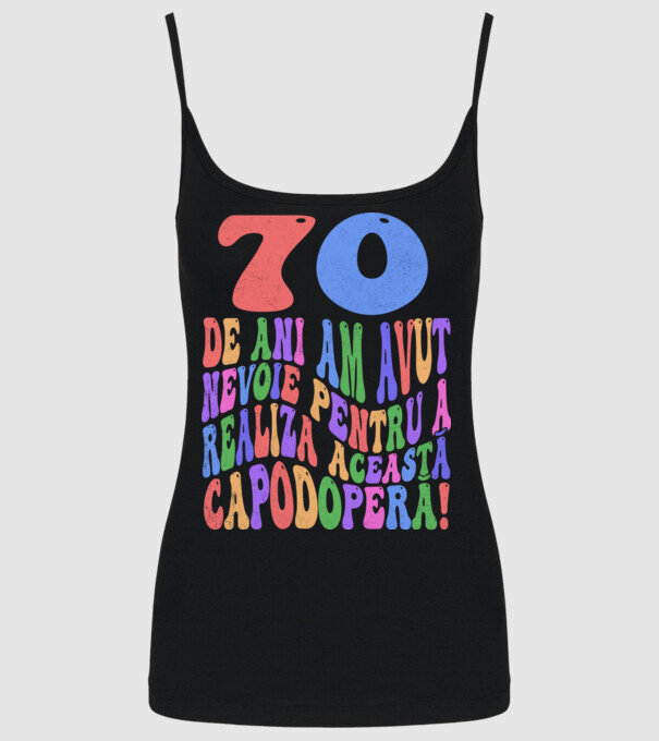 Realiza această capodoperă 70 model negru pe tricou