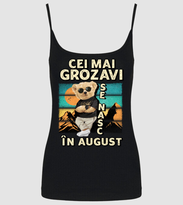 RETRO teddy AUGUST model negru pe tricou