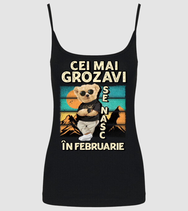 RETRO teddy FEBRUARIE model negru pe tricou