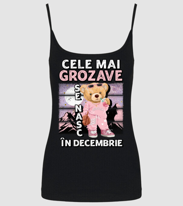 RETRO teddy fetişcană DECEMBRIE model negru pe tricou
