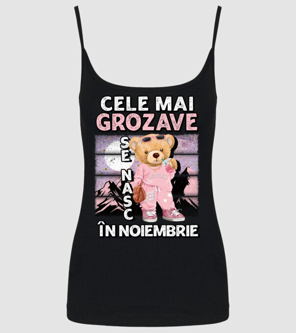 RETRO teddy fetişcană NOIEMBRIE model negru pe tricou