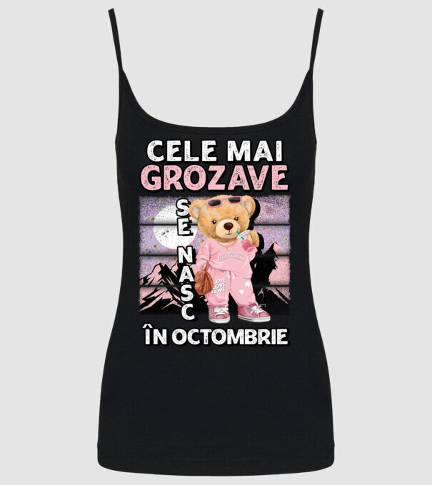 RETRO teddy fetişcană OCTOMBRIE model negru pe tricou