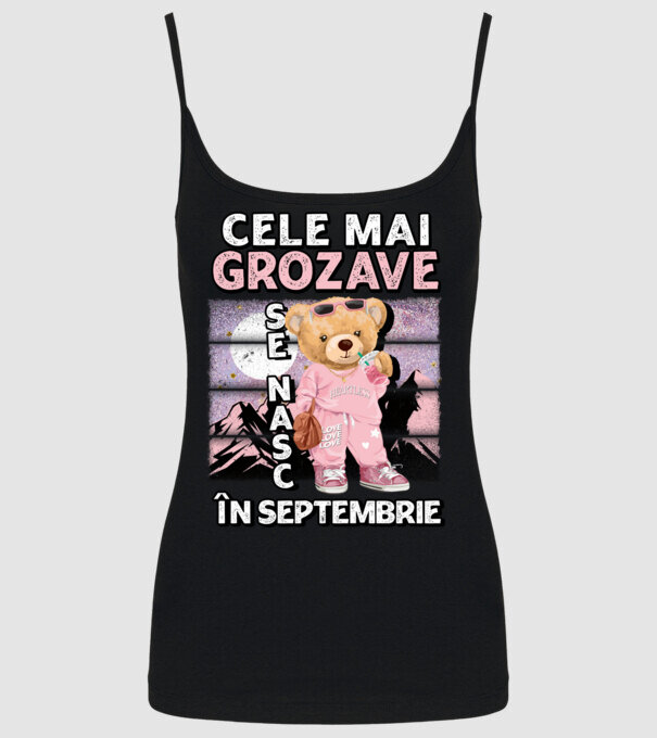 RETRO teddy fetişcană SEPTEMBRIE model negru pe tricou