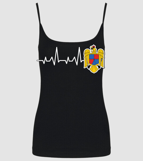 ROMANIA heartbeat model negru pe tricou