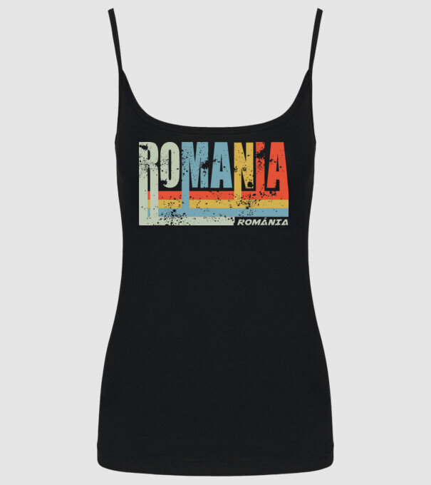 România retro model negru pe tricou