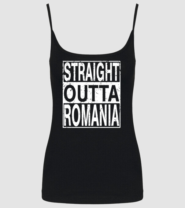 România straight outta model negru pe tricou