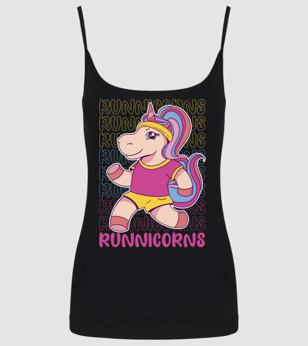 Runnicorns model negru pe tricou