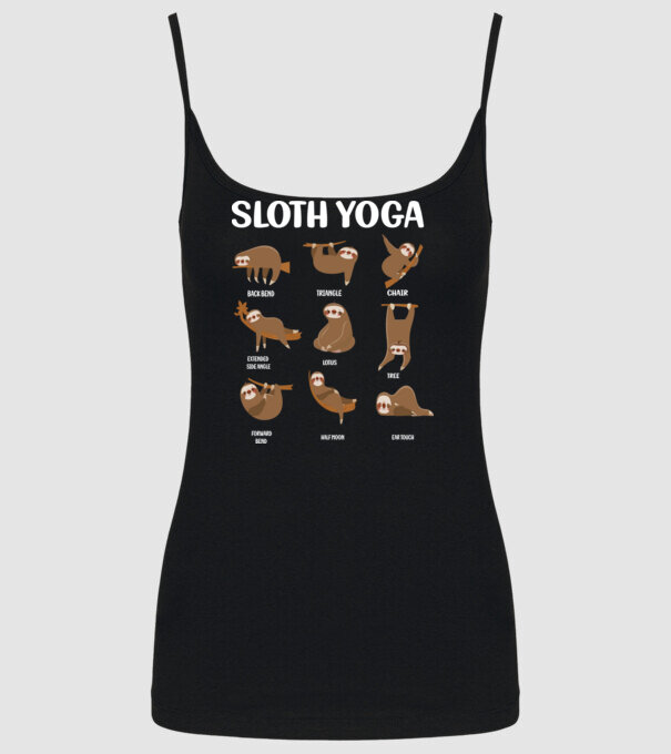 Sloth yoga model negru pe tricou