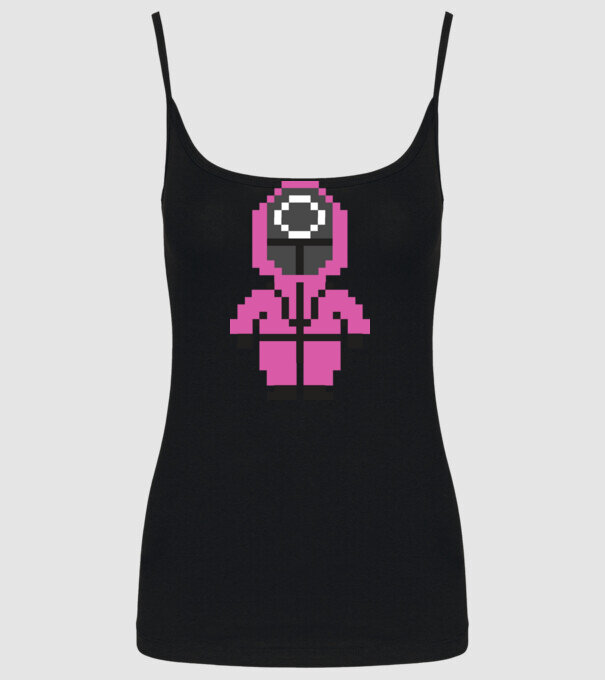 squid game pixel model negru pe tricou