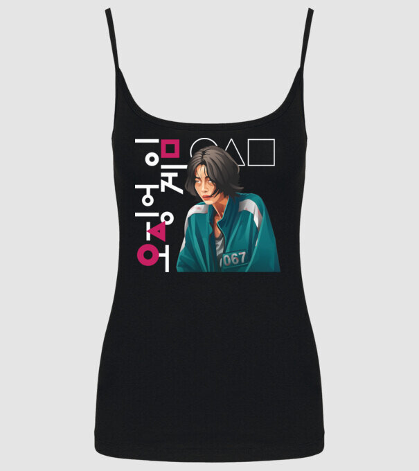 squid game player 067 model negru pe tricou