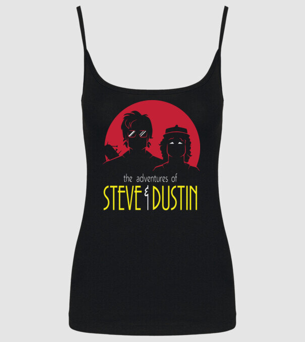 steve and dustin model negru pe tricou