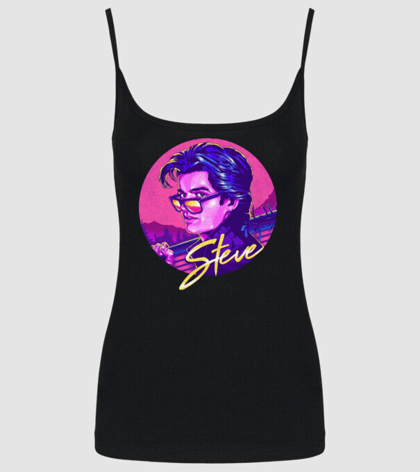 steve neon stranger things model negru pe tricou