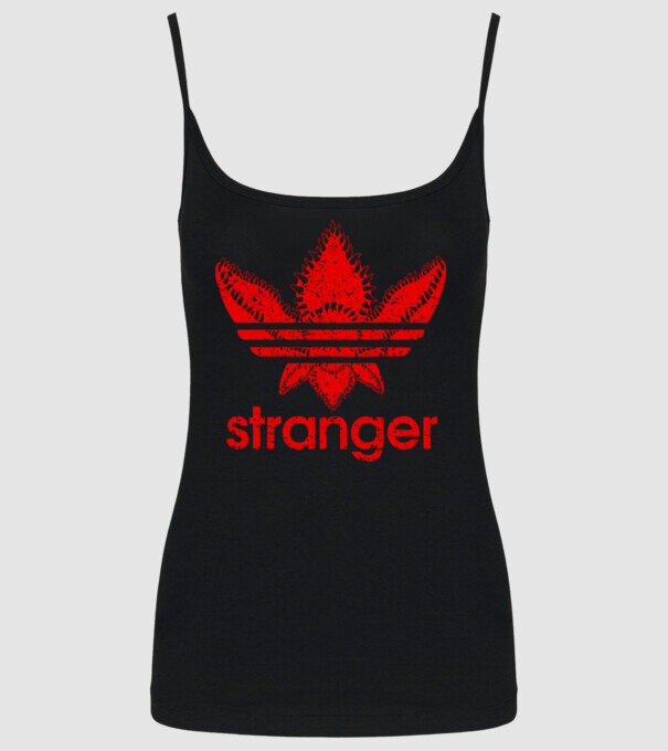 stranger logo red model negru pe tricou