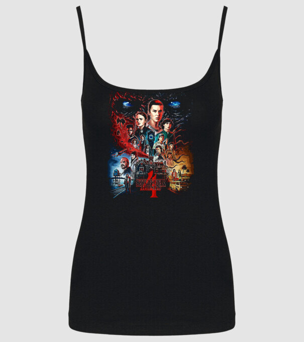 stranger things poster model negru pe tricou