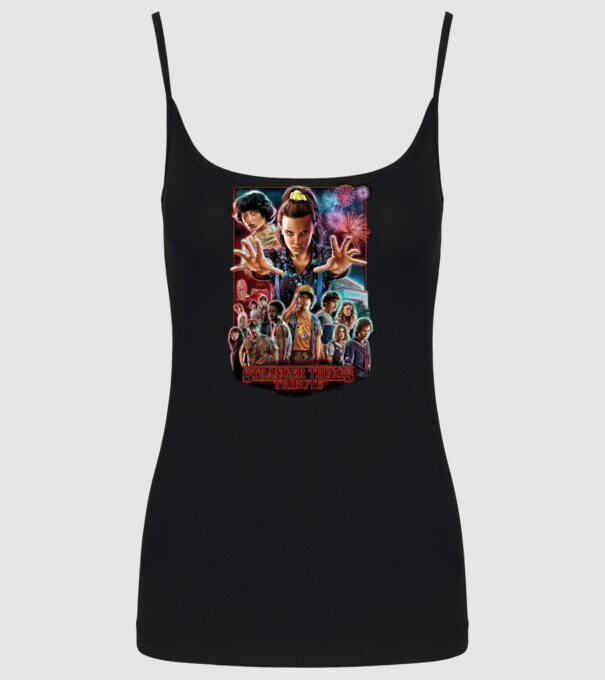 stranger things tribute poster model negru pe tricou