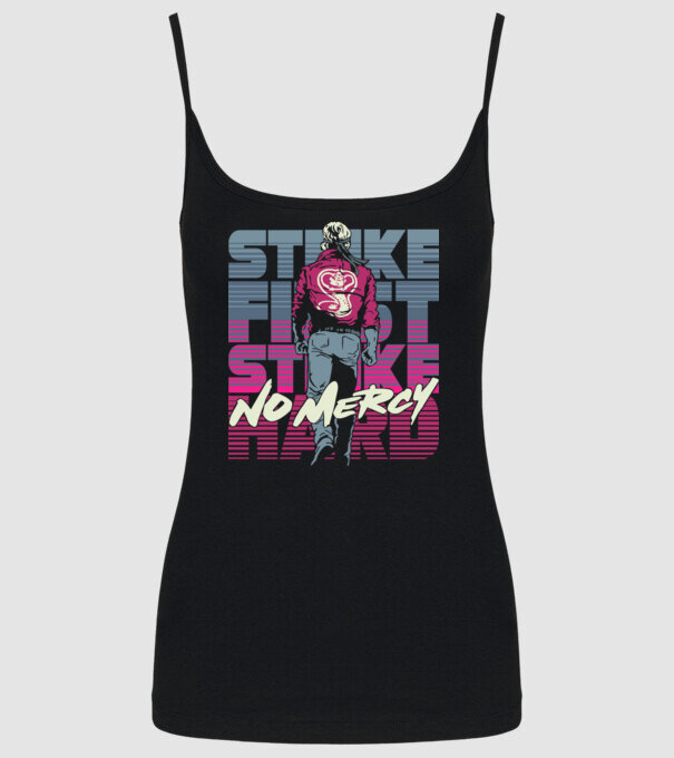 Strike first strike hard neon model negru pe tricou