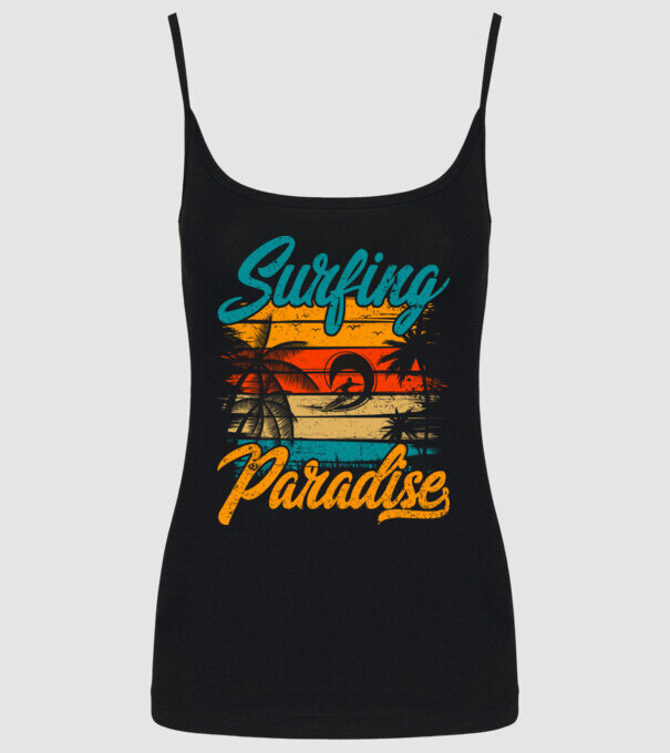 Surfing Paradise model negru pe tricou