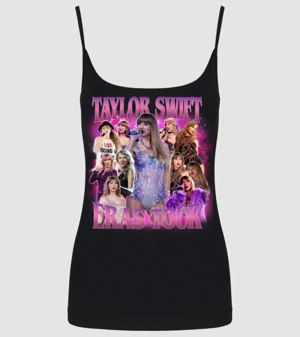 Taylor Swift ERAS bootleg 01 model negru pe tricou
