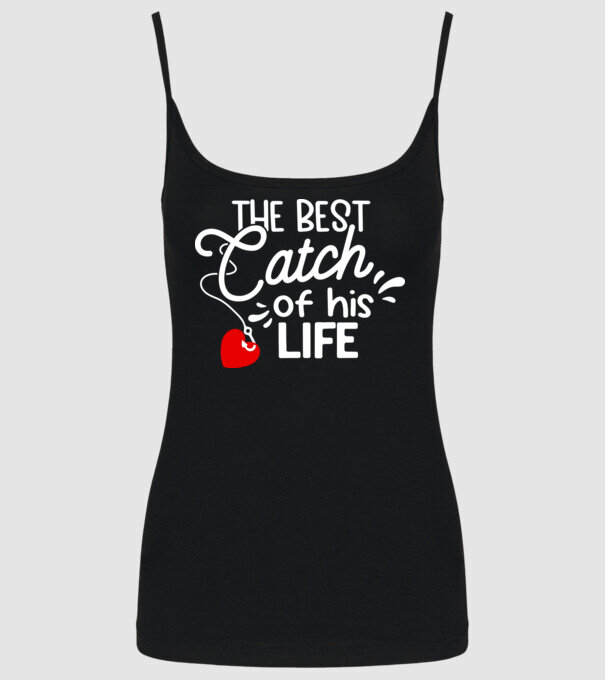 The best catch fehér model negru pe tricou