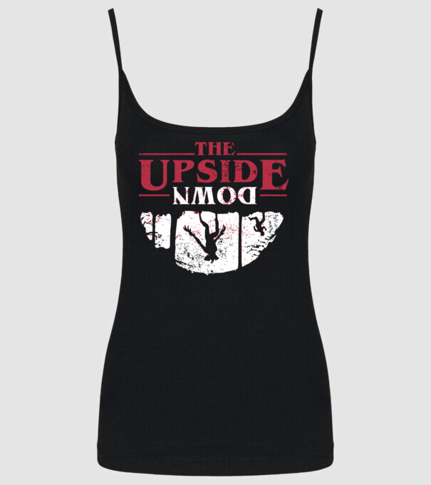 the upside down logo model negru pe tricou