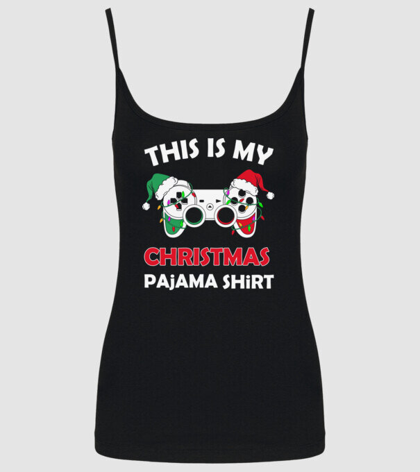 This is my christmas pajama model negru pe tricou
