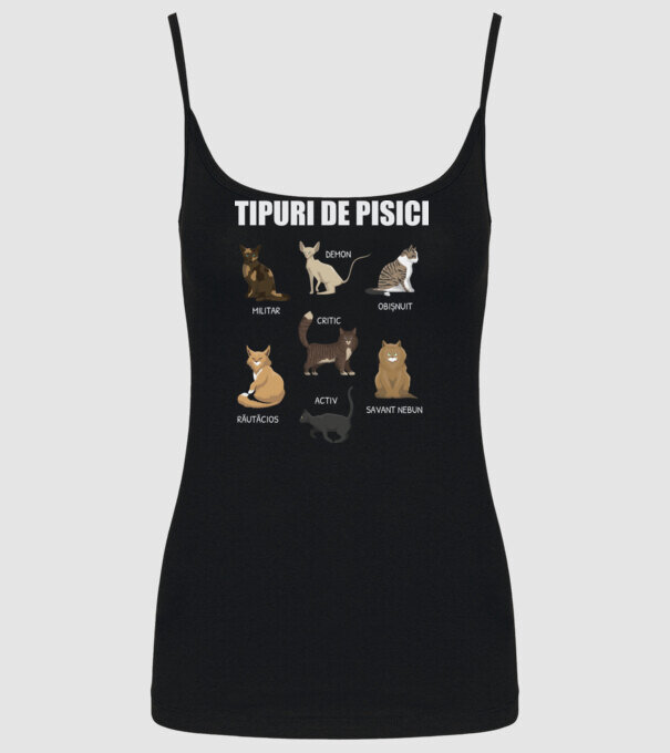 Tipuri de pisici model negru pe tricou