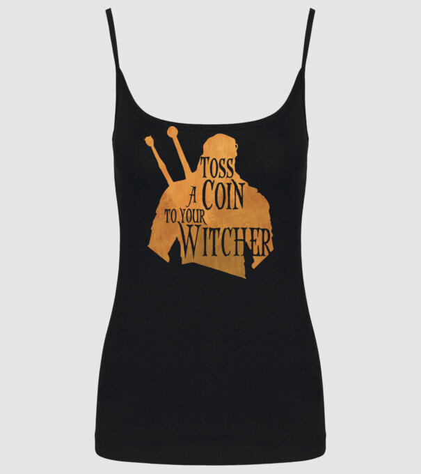 Toss a Coin to your Witcher model negru pe tricou