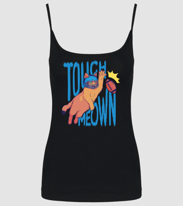 Touch Meow model negru pe tricou