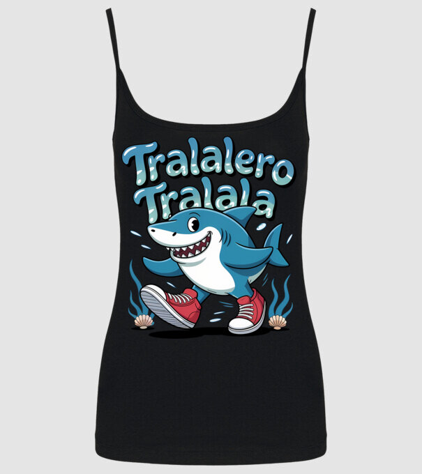 Tralalero Tralala drăguț model negru pe tricou
