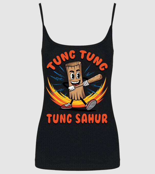Tung Tung Tung Sahur drăguț model negru pe tricou