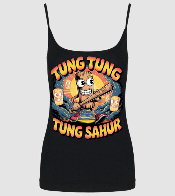 Tung Tung Tung Sahur Retro model negru pe tricou
