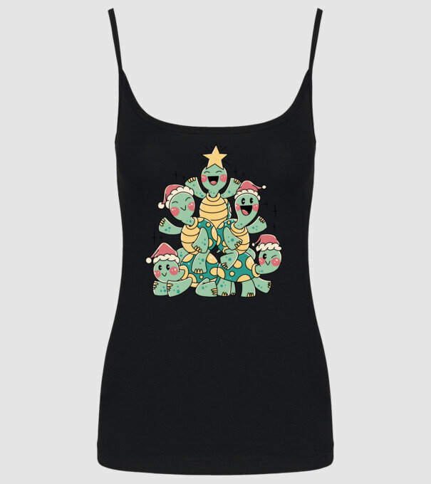 Turtle christmas tree model negru pe tricou