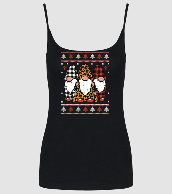Ugly sweater gnomes model negru pe tricou
