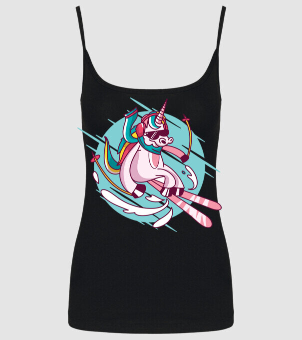 Unicorn ski model negru pe tricou