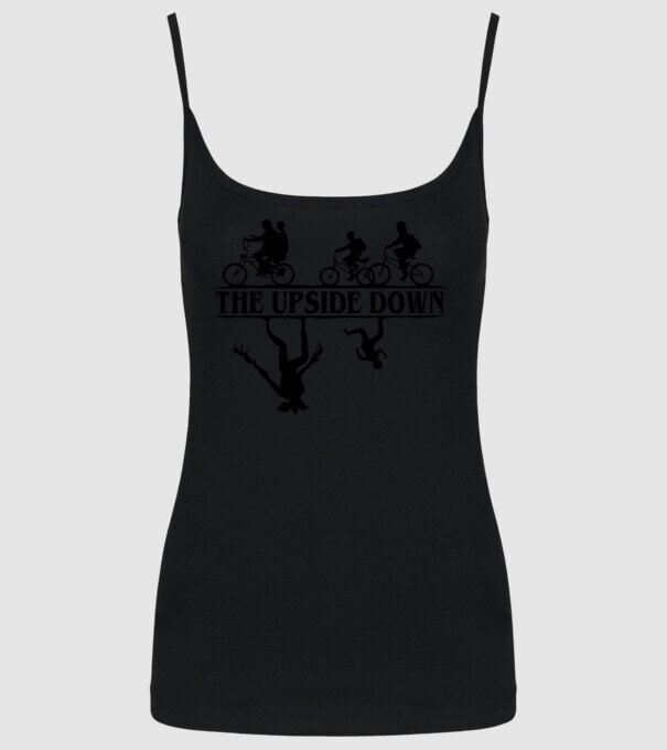 upside down model negru pe tricou