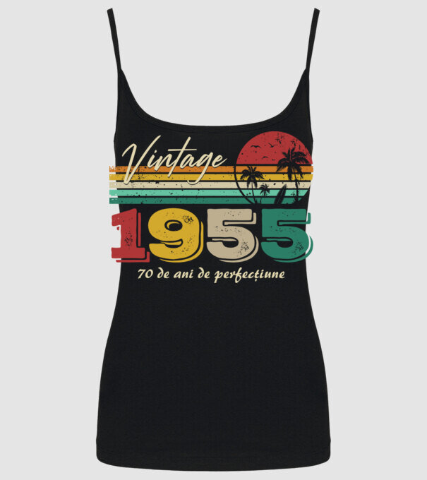 VINTAGE 1955 model negru pe tricou