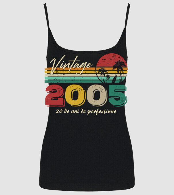 VINTAGE 2005 model negru pe tricou
