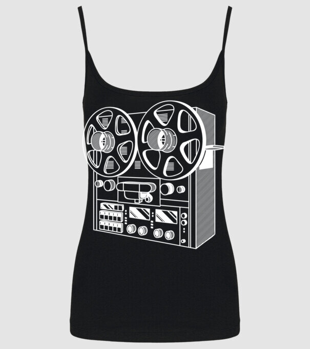 Vintage Reel to Reel Recorder model negru pe tricou