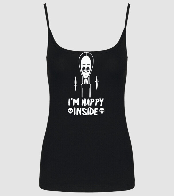 WEDNESDAY Happy inside model negru pe tricou