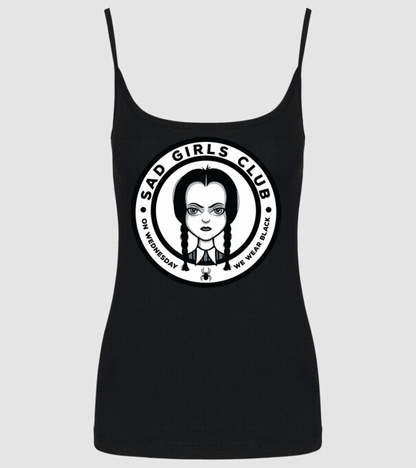 WEDNESDAY Sad Girls Club model negru pe tricou