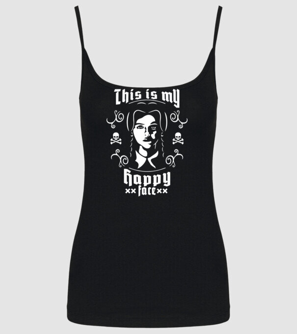 WEDNESDAY This is my happy face model negru pe tricou