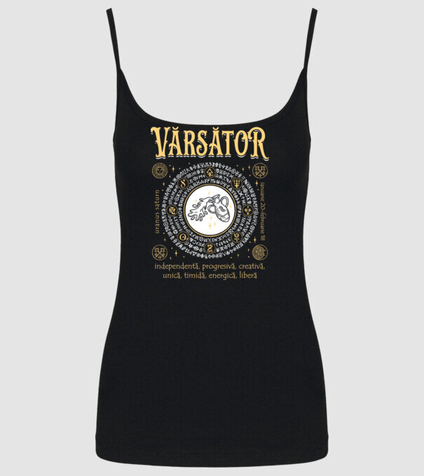 Zodiac femeie VĂRSĂTOR golden model negru pe tricou