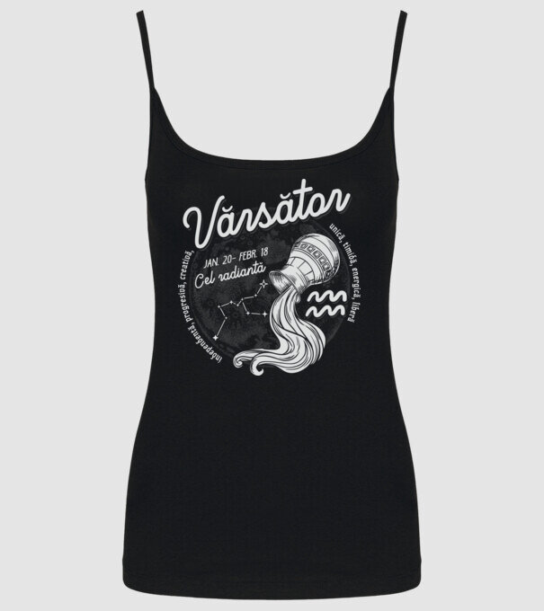 Zodiac femeie VĂRSĂTOR retro model negru pe tricou
