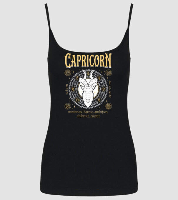 Zodiac bărbat CAPRICORN golden model negru pe tricou