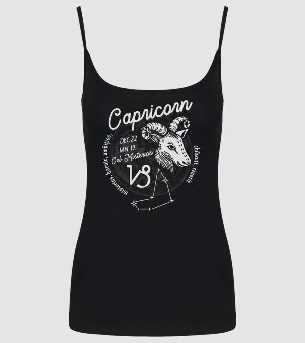 Zodiac bărbat CAPRICORN retro model negru pe tricou