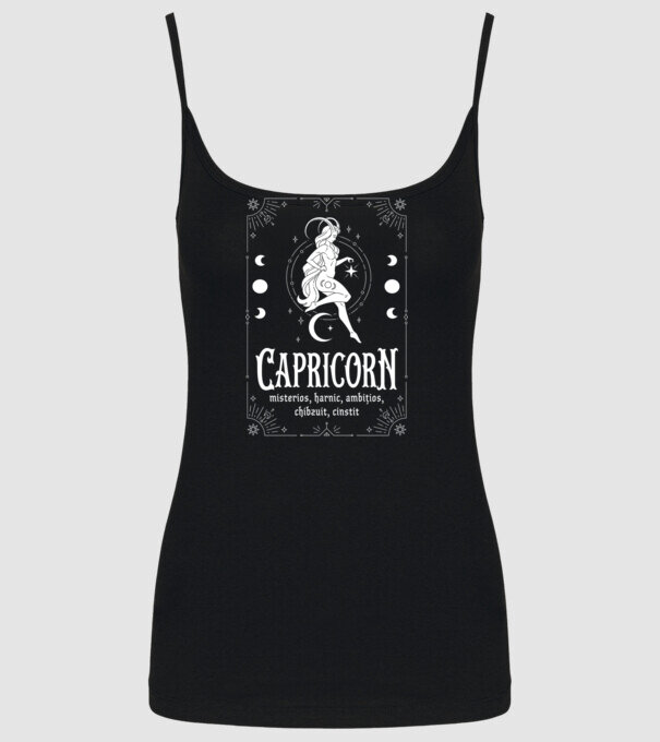 Zodiac bărbat CAPRICORN white model negru pe tricou