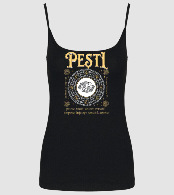 Zodiac bărbat PEȘTI golden model negru pe tricou