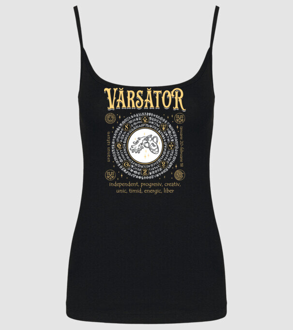 Zodiac bărbat VĂRSĂTOR golden model negru pe tricou