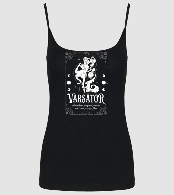 Zodiac bărbat VĂRSĂTOR white model negru pe tricou